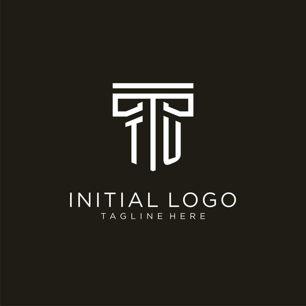 TU initial logo with geometric pillar style design vector