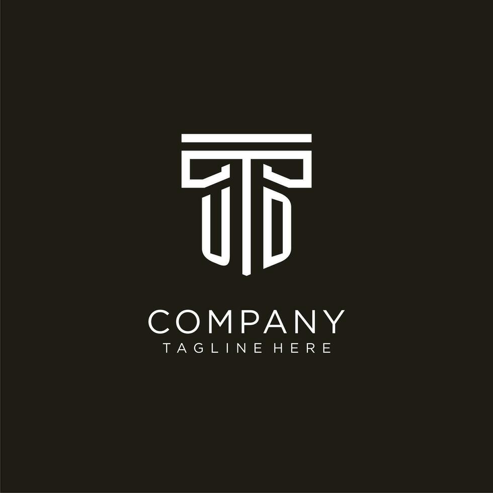 UD initial logo with geometric pillar style design vector