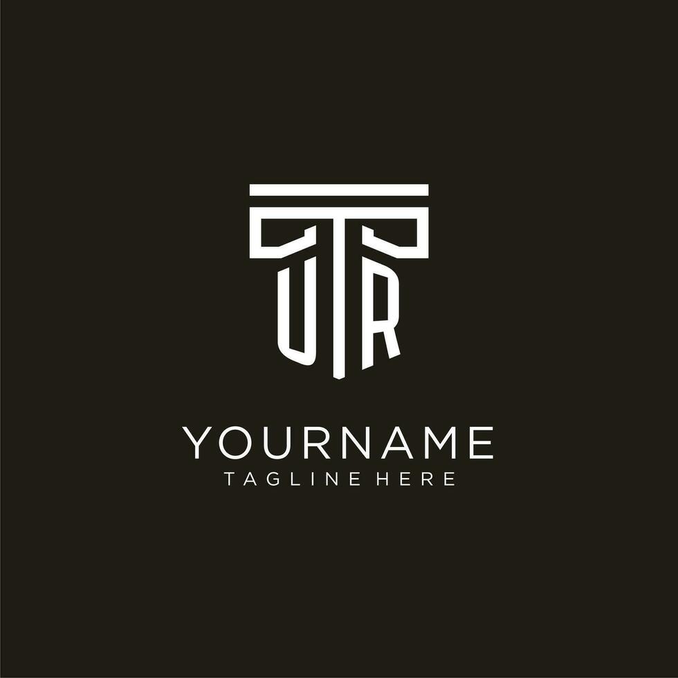 UR initial logo with geometric pillar style design vector