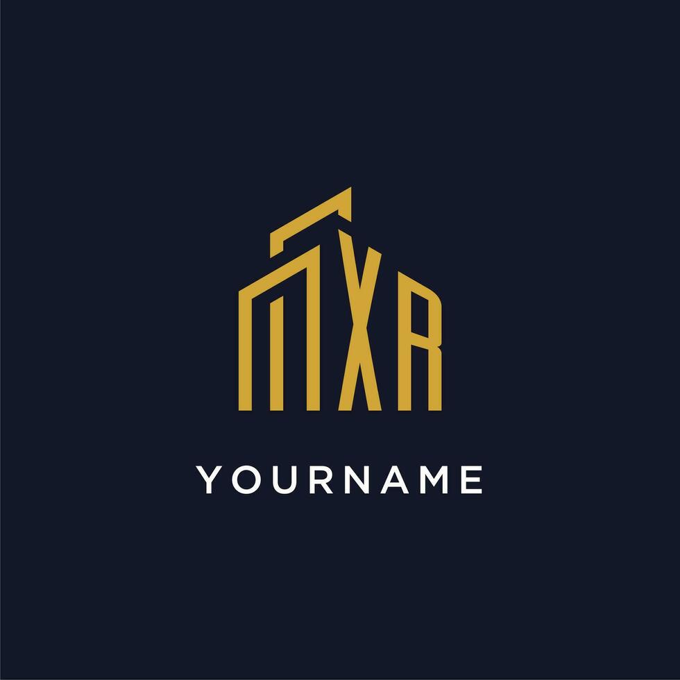 XR initial monogram with building logo design vector