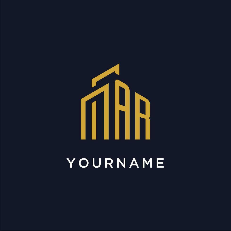 AR initial monogram with building logo design vector