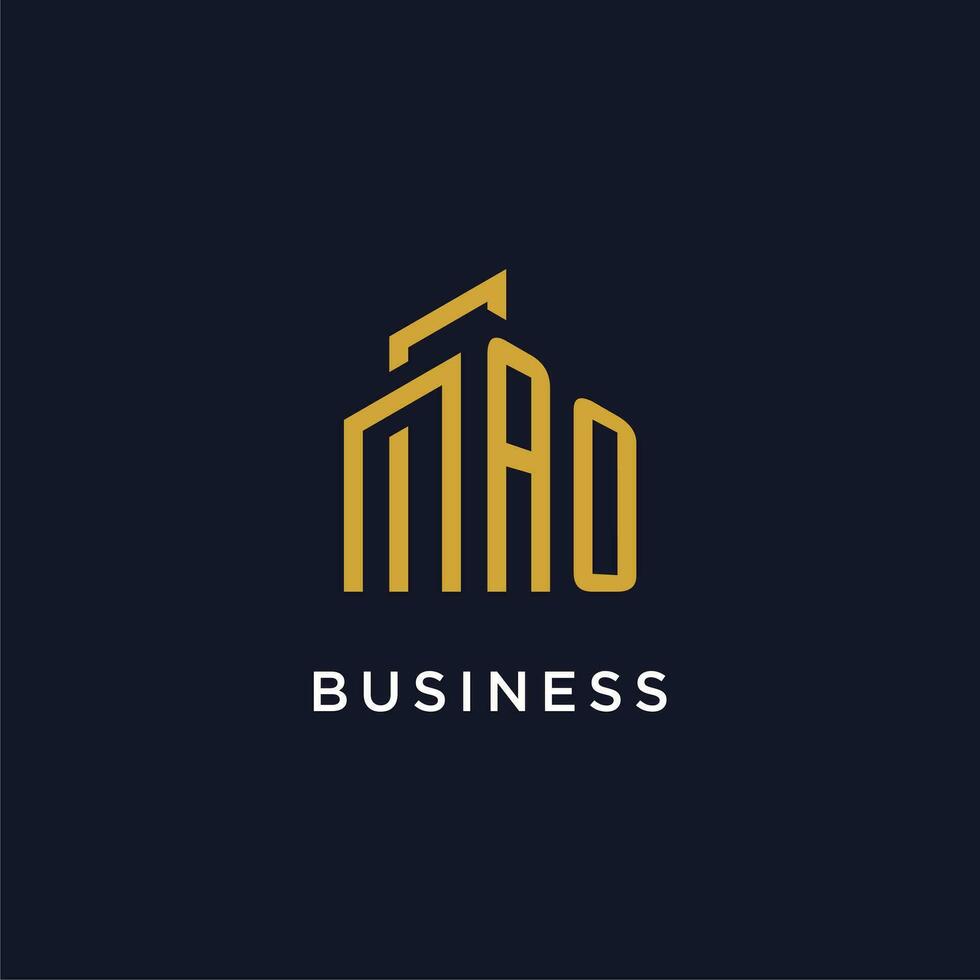 AO initial monogram with building logo design vector