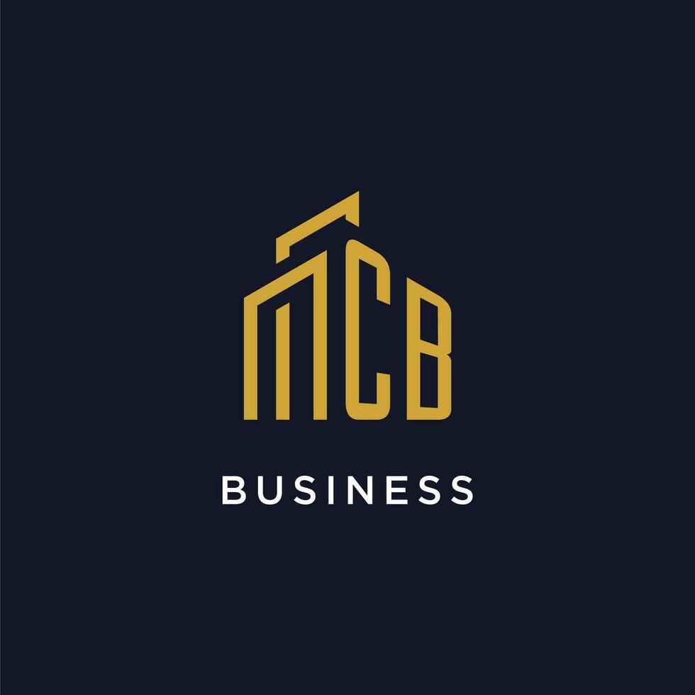 CB initial monogram with building logo design vector