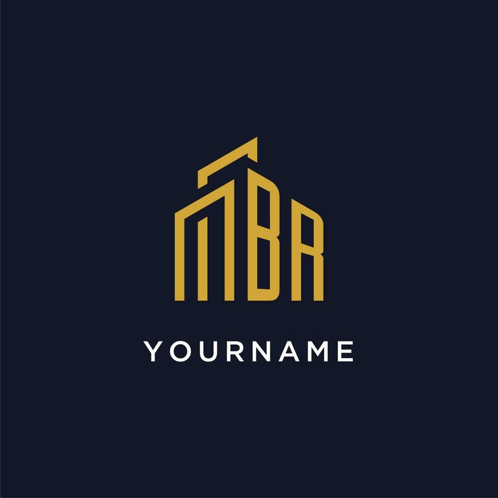 BR initial monogram with building logo design vector