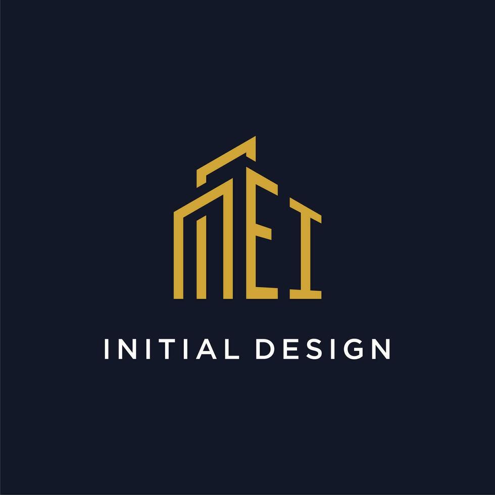 EI initial monogram with building logo design vector
