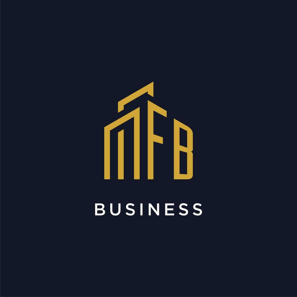 FB initial monogram with building logo design vector