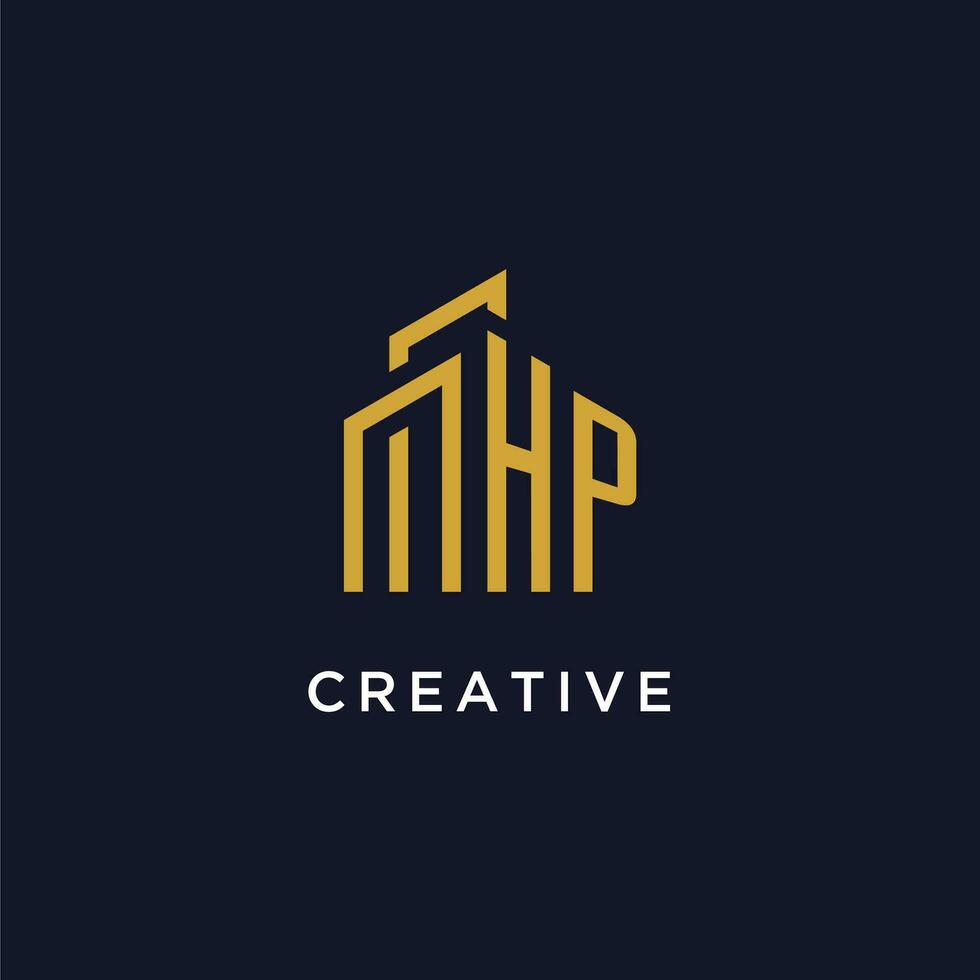 HP initial monogram with building logo design vector