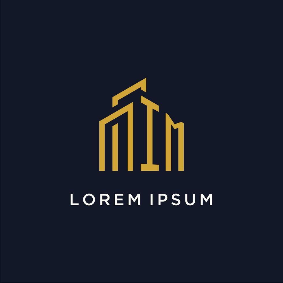 IM initial monogram with building logo design vector