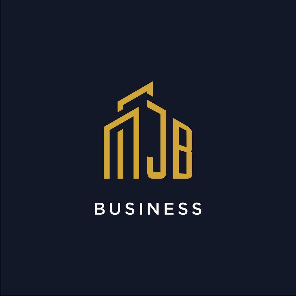 JB initial monogram with building logo design vector
