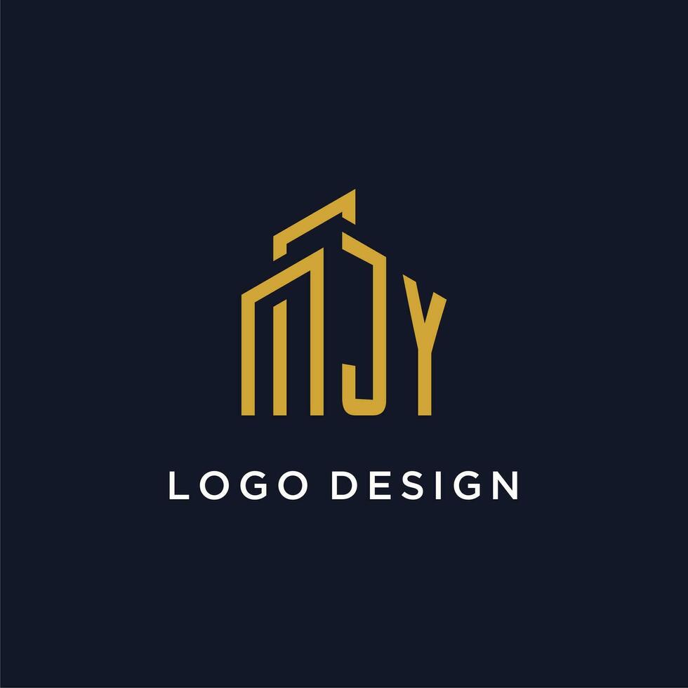 JY initial monogram with building logo design vector