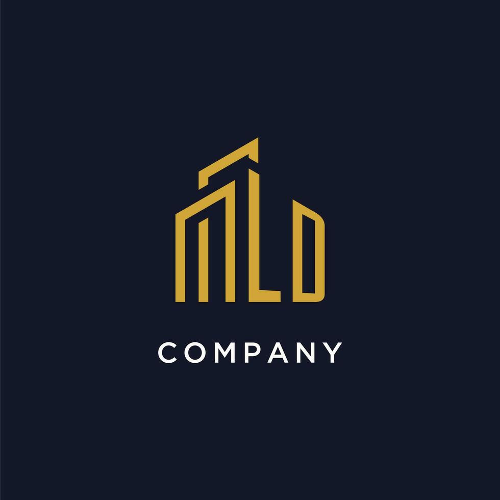 LD initial monogram with building logo design vector