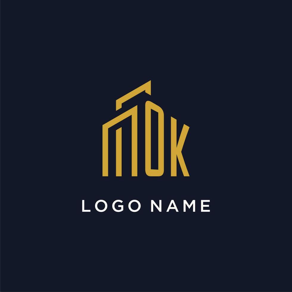 OK initial monogram with building logo design vector