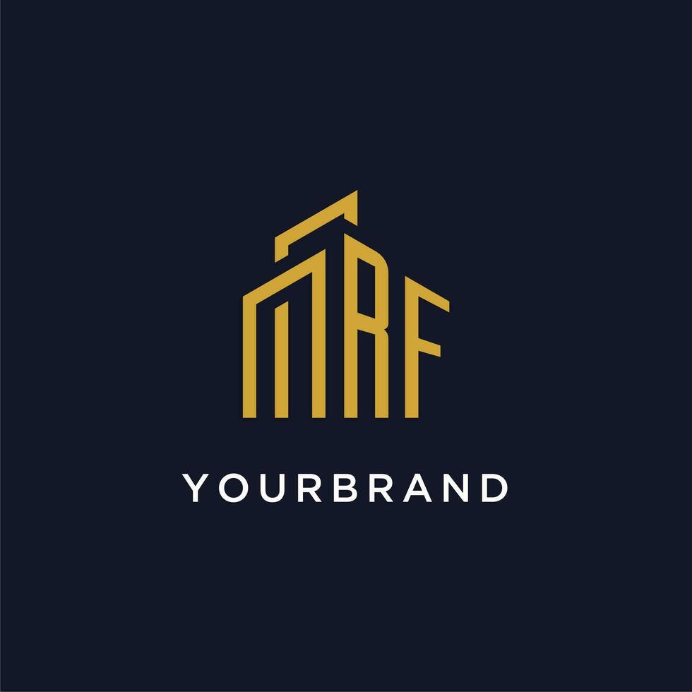 RF initial monogram with building logo design vector