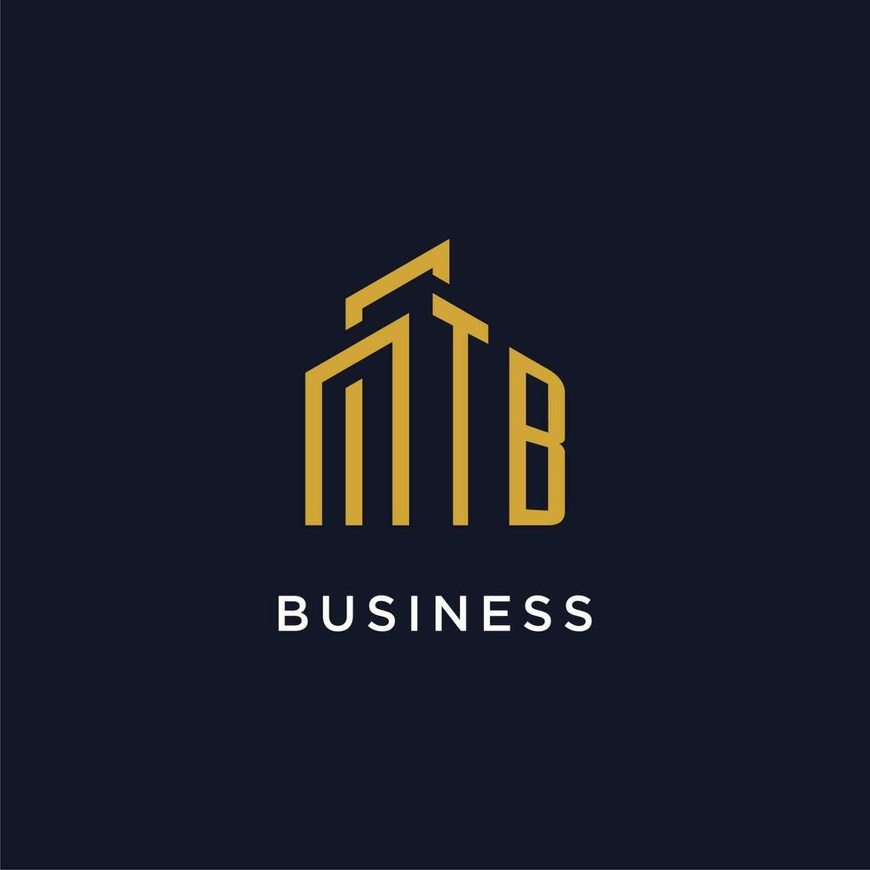 TB initial monogram with building logo design vector