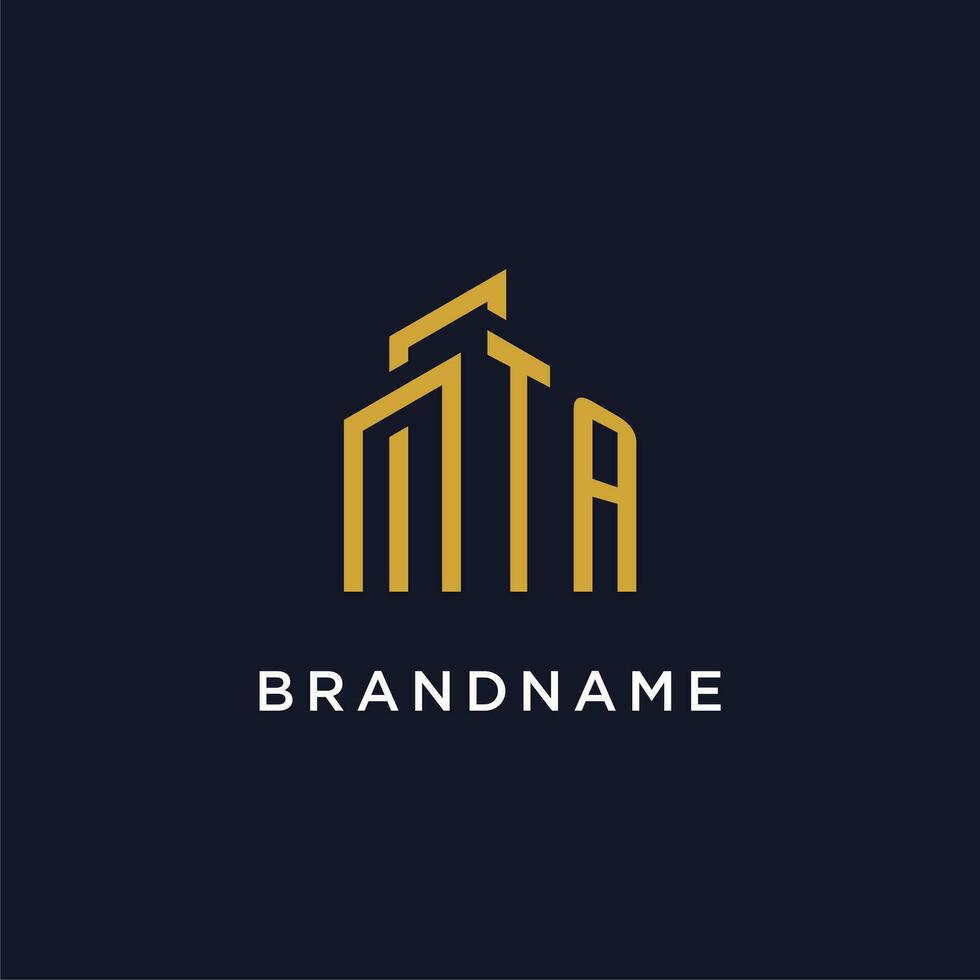 TA initial monogram with building logo design vector