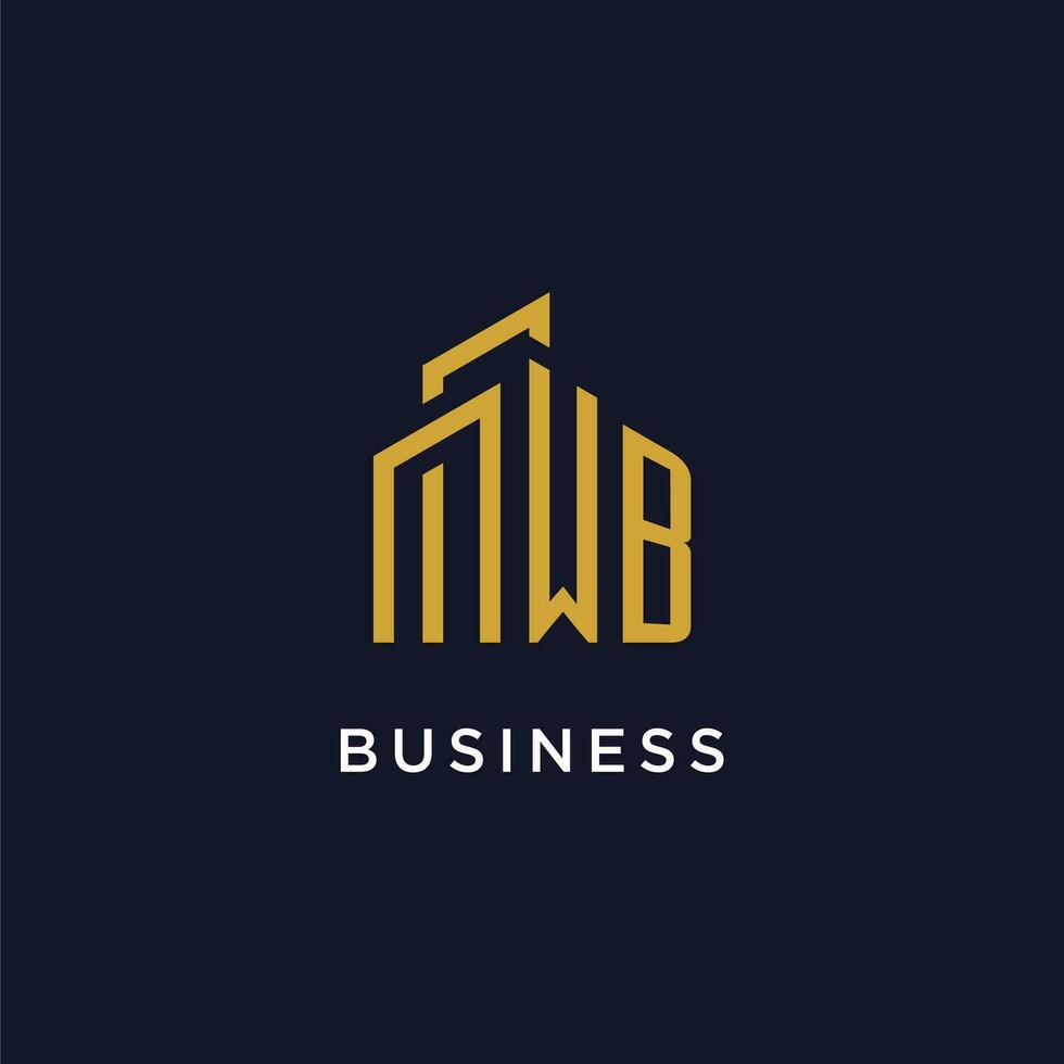 WB initial monogram with building logo design vector