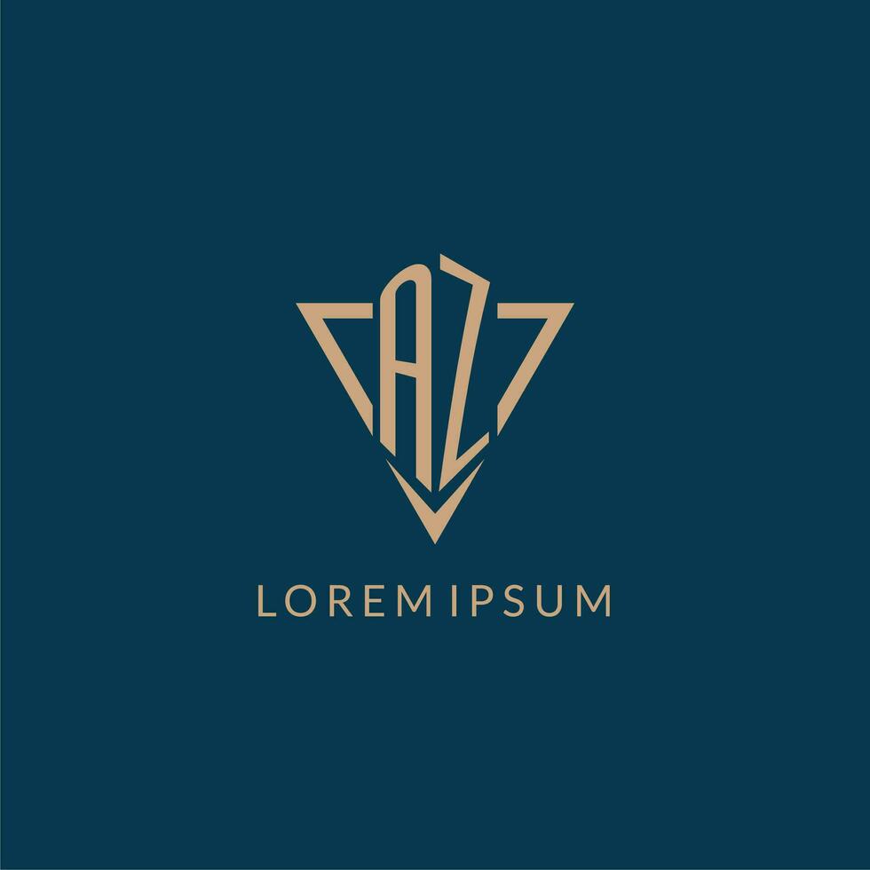 AZ logo initials triangle shape style, creative logo design vector