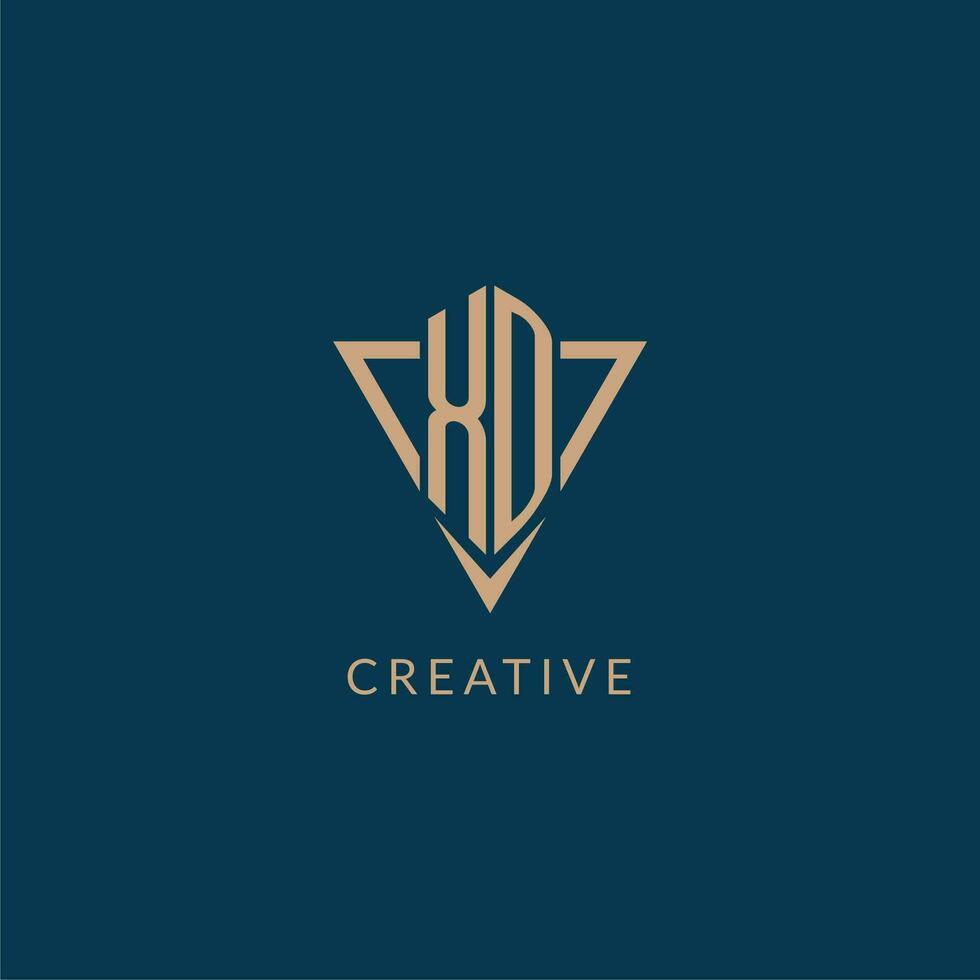 XD logo initials triangle shape style, creative logo design vector