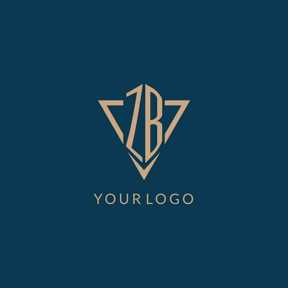 ZB logo initials triangle shape style, creative logo design vector