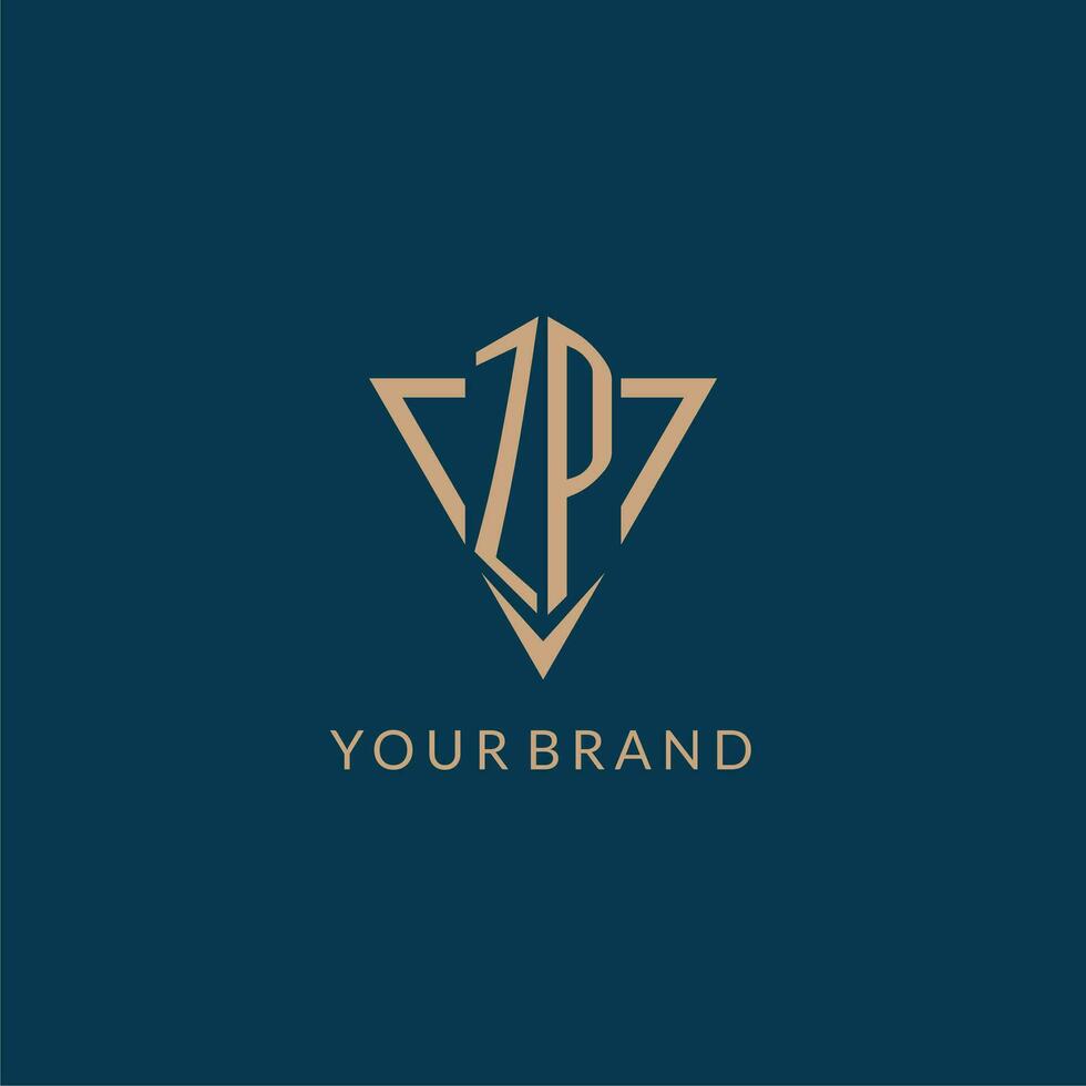 ZP logo initials triangle shape style, creative logo design vector