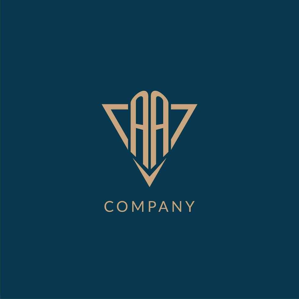 AA logo initials triangle shape style, creative logo design vector