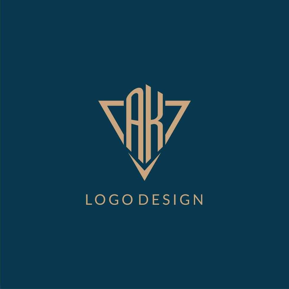 AK logo initials triangle shape style, creative logo design vector