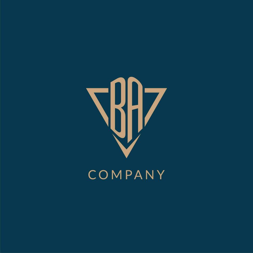 BA logo initials triangle shape style, creative logo design vector
