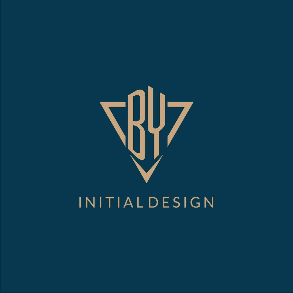 BY logo initials triangle shape style, creative logo design vector