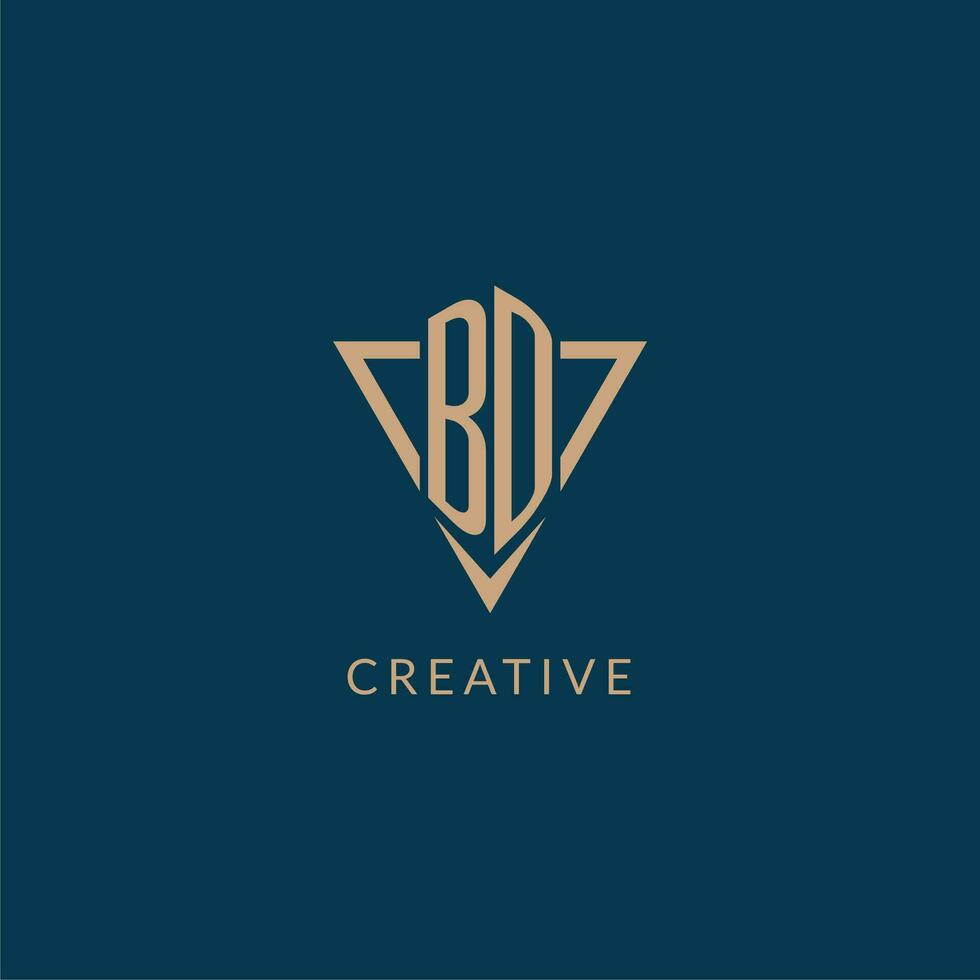 BD logo initials triangle shape style, creative logo design vector