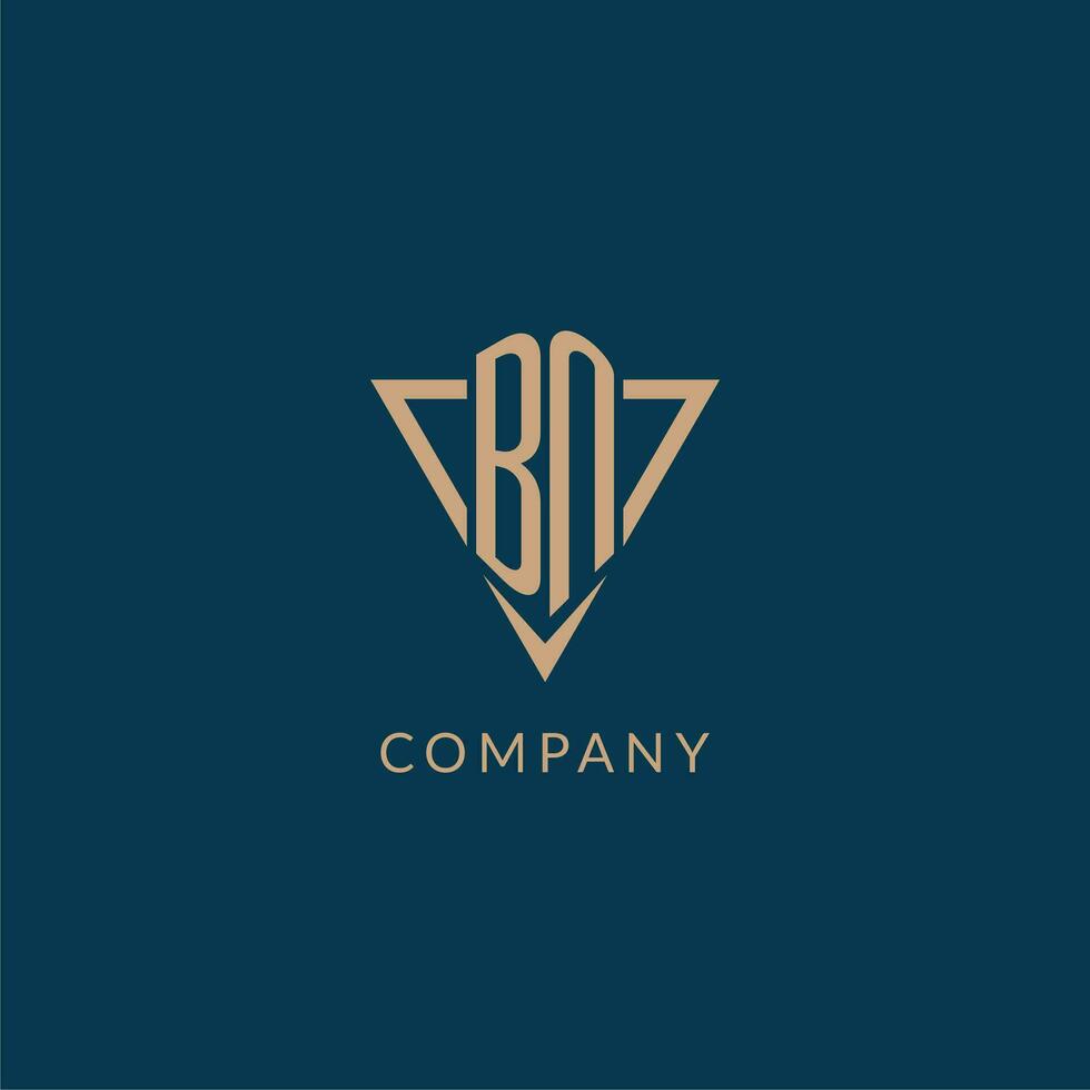 BN logo initials triangle shape style, creative logo design vector