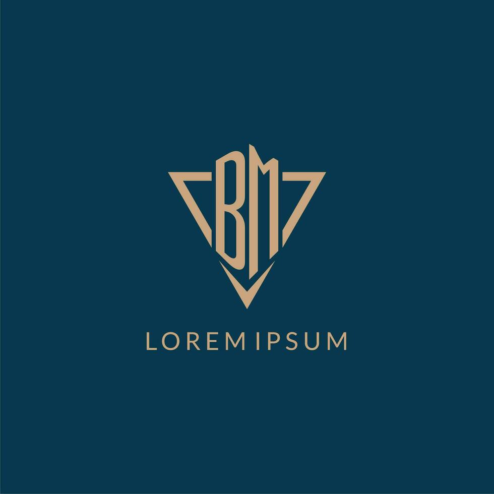 BM logo initials triangle shape style, creative logo design vector