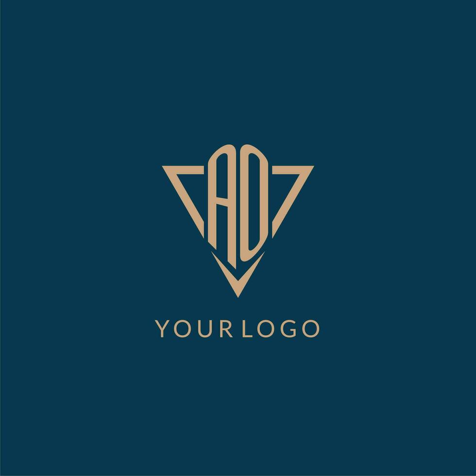 AO logo initials triangle shape style, creative logo design vector