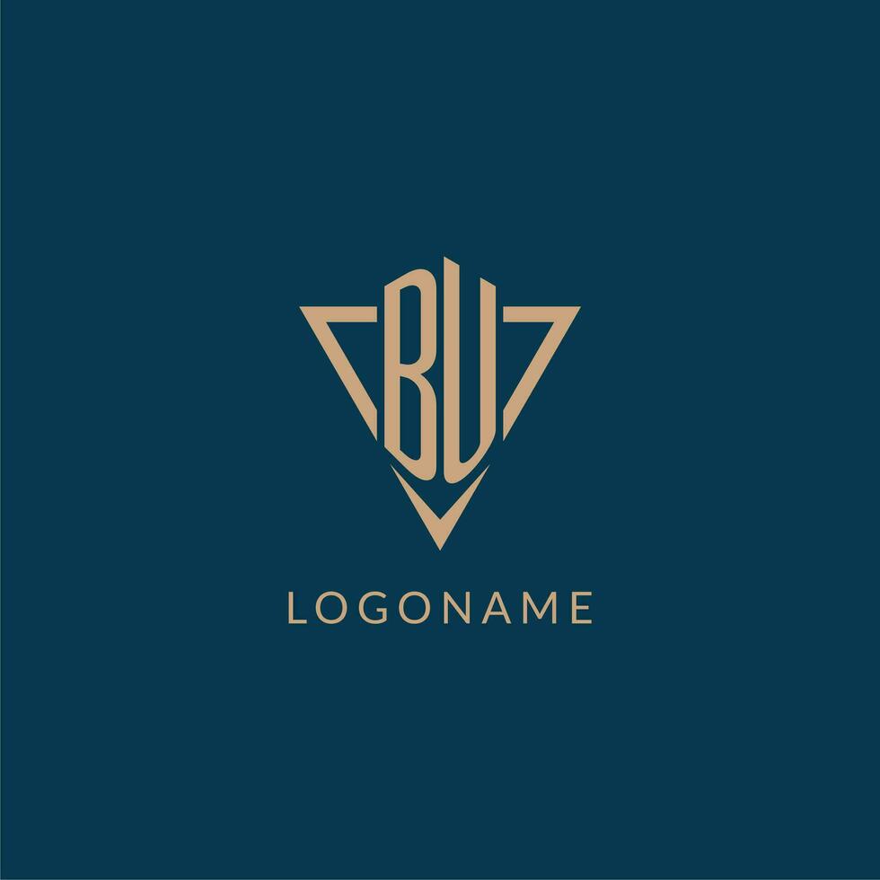 BU logo initials triangle shape style, creative logo design vector
