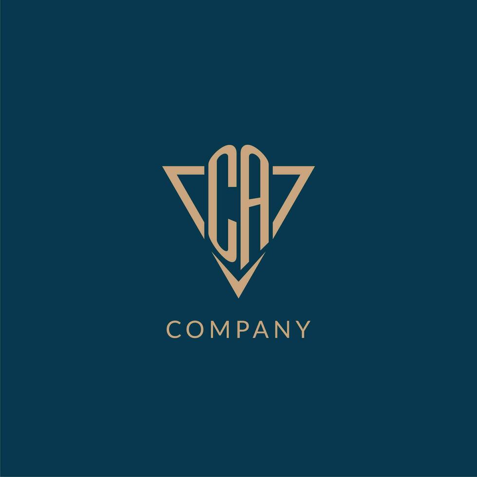 CA logo initials triangle shape style, creative logo design vector