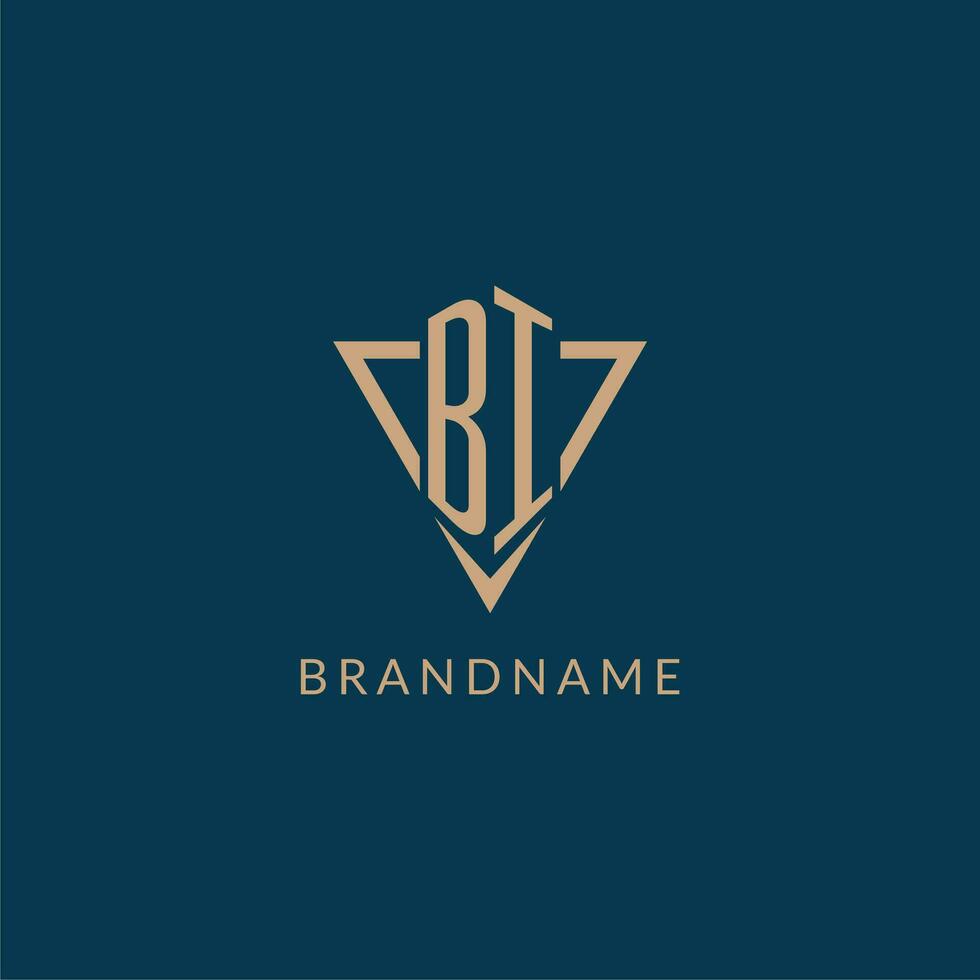 BI logo initials triangle shape style, creative logo design vector