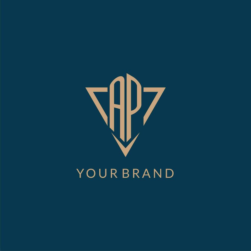 AP logo initials triangle shape style, creative logo design vector