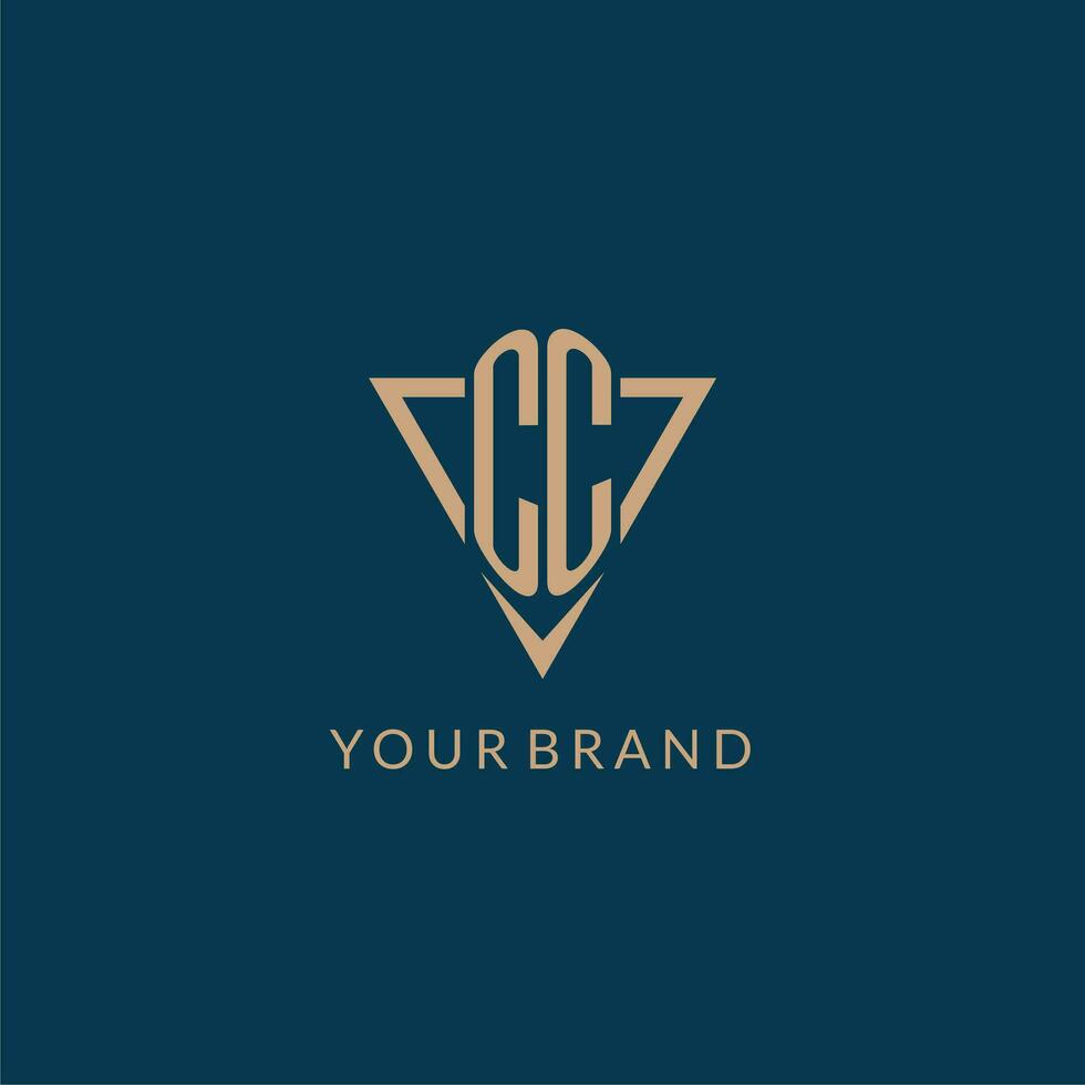 CC logo initials triangle shape style, creative logo design vector