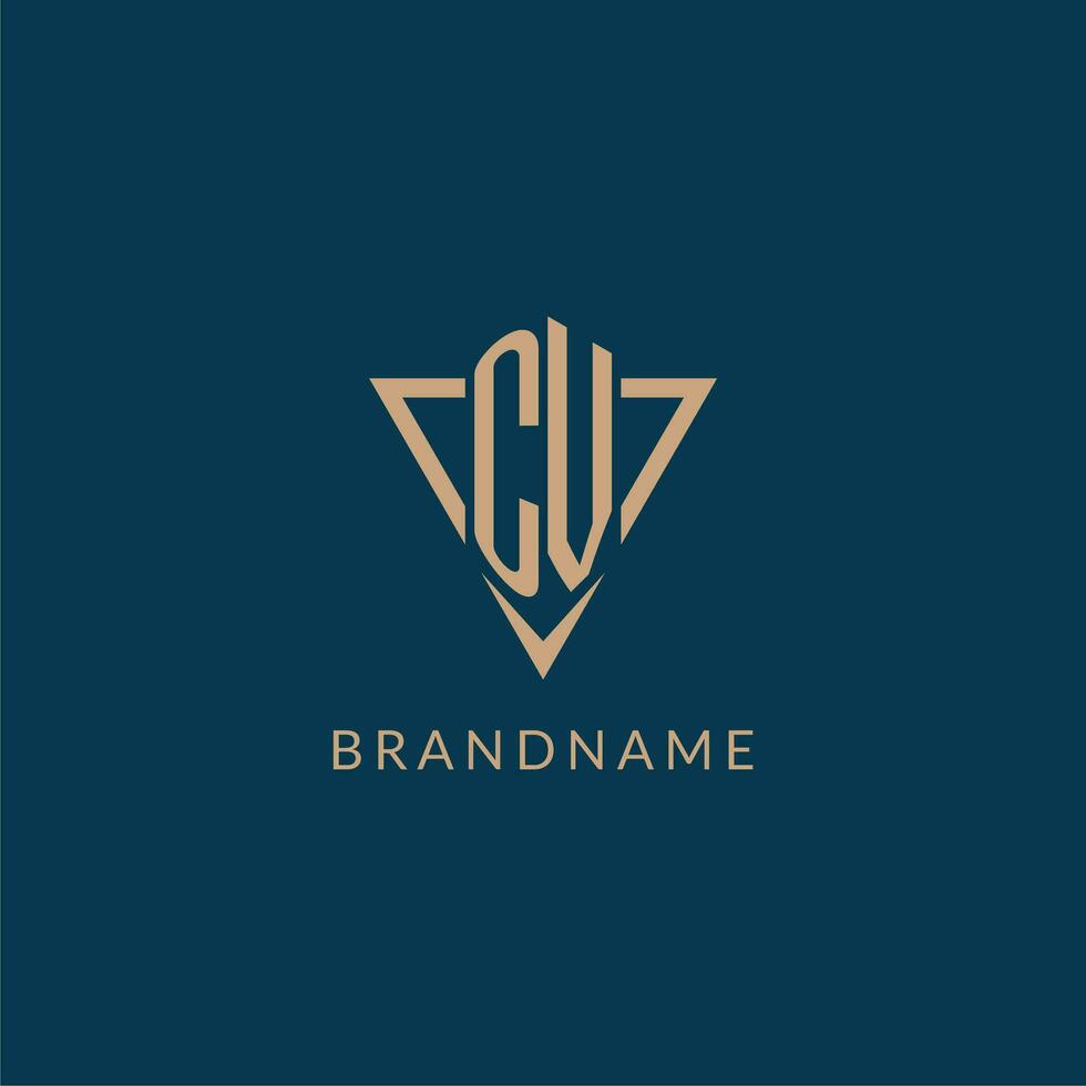CV logo initials triangle shape style, creative logo design vector