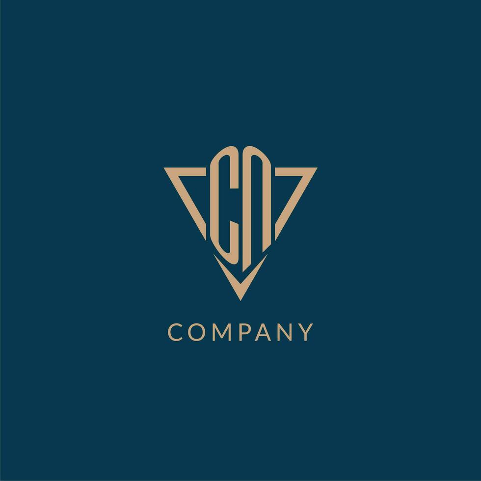 cn logo iniciales triángulo forma estilo, creativo logo diseño vector