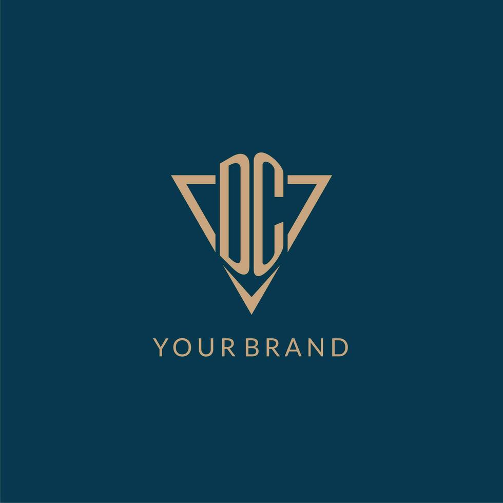 DC logo initials triangle shape style, creative logo design vector