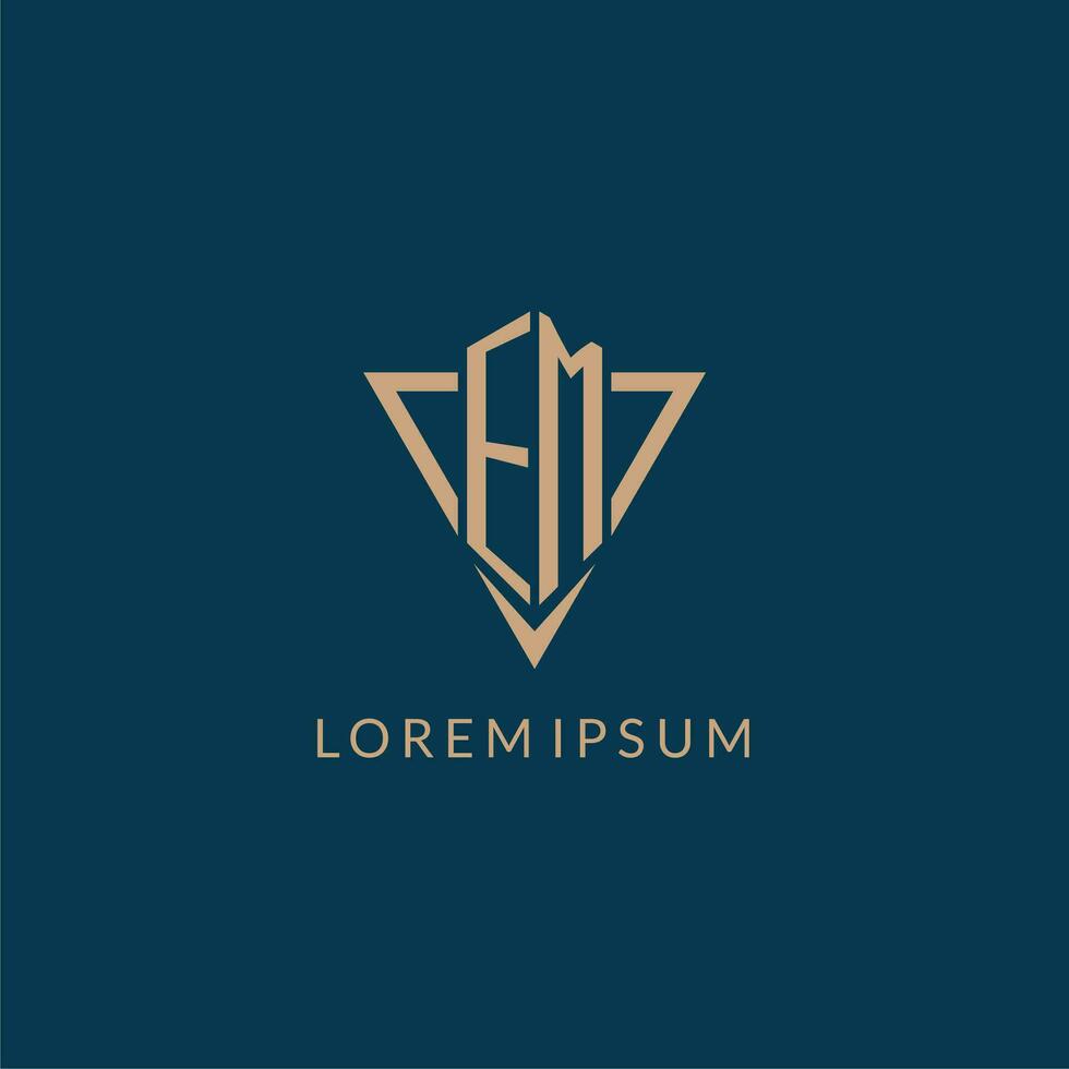 EM logo initials triangle shape style, creative logo design vector