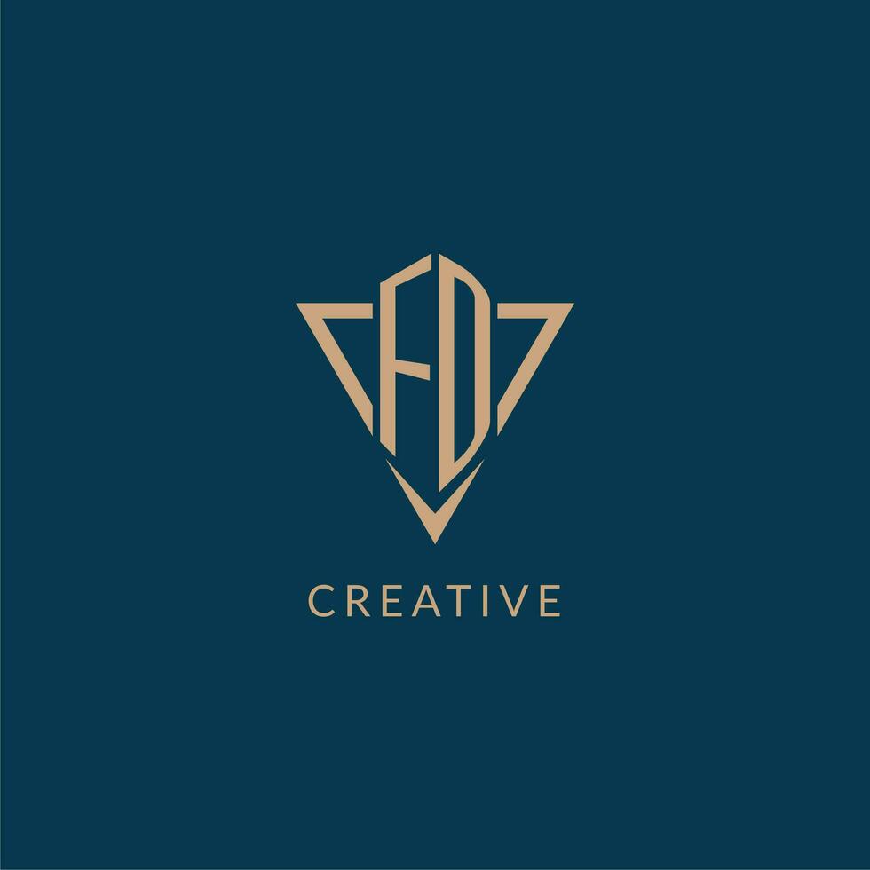 FD logo initials triangle shape style, creative logo design vector