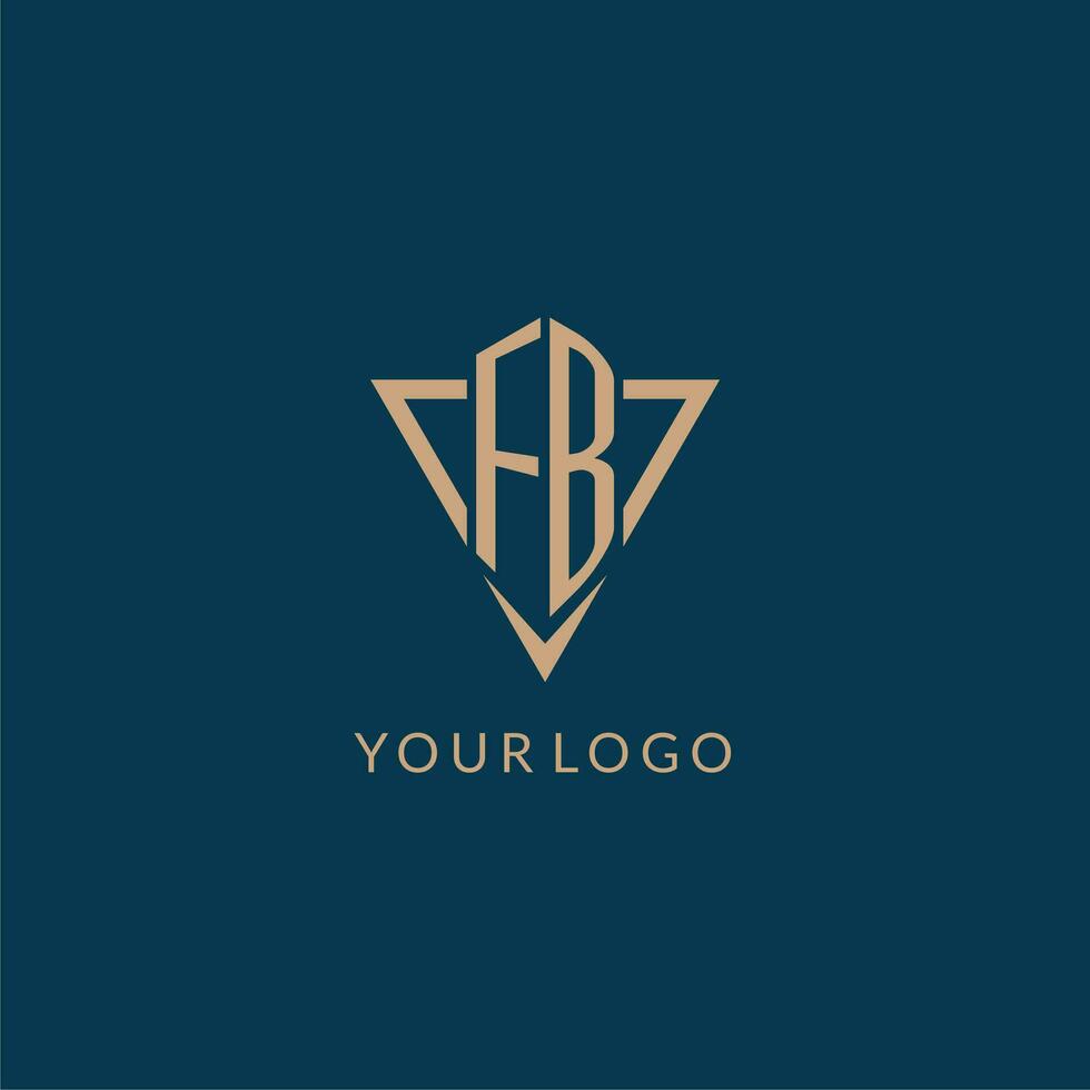 FB logo initials triangle shape style, creative logo design vector