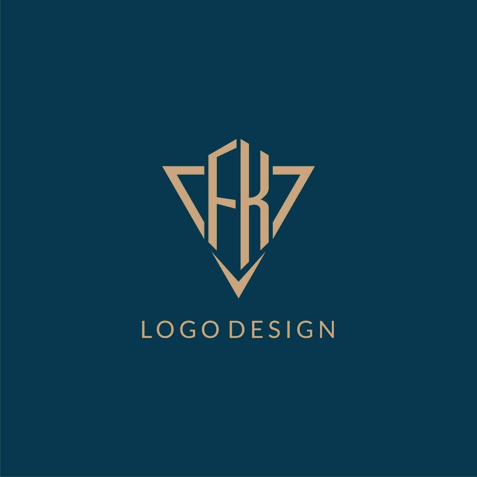 FK logo initials triangle shape style, creative logo design vector