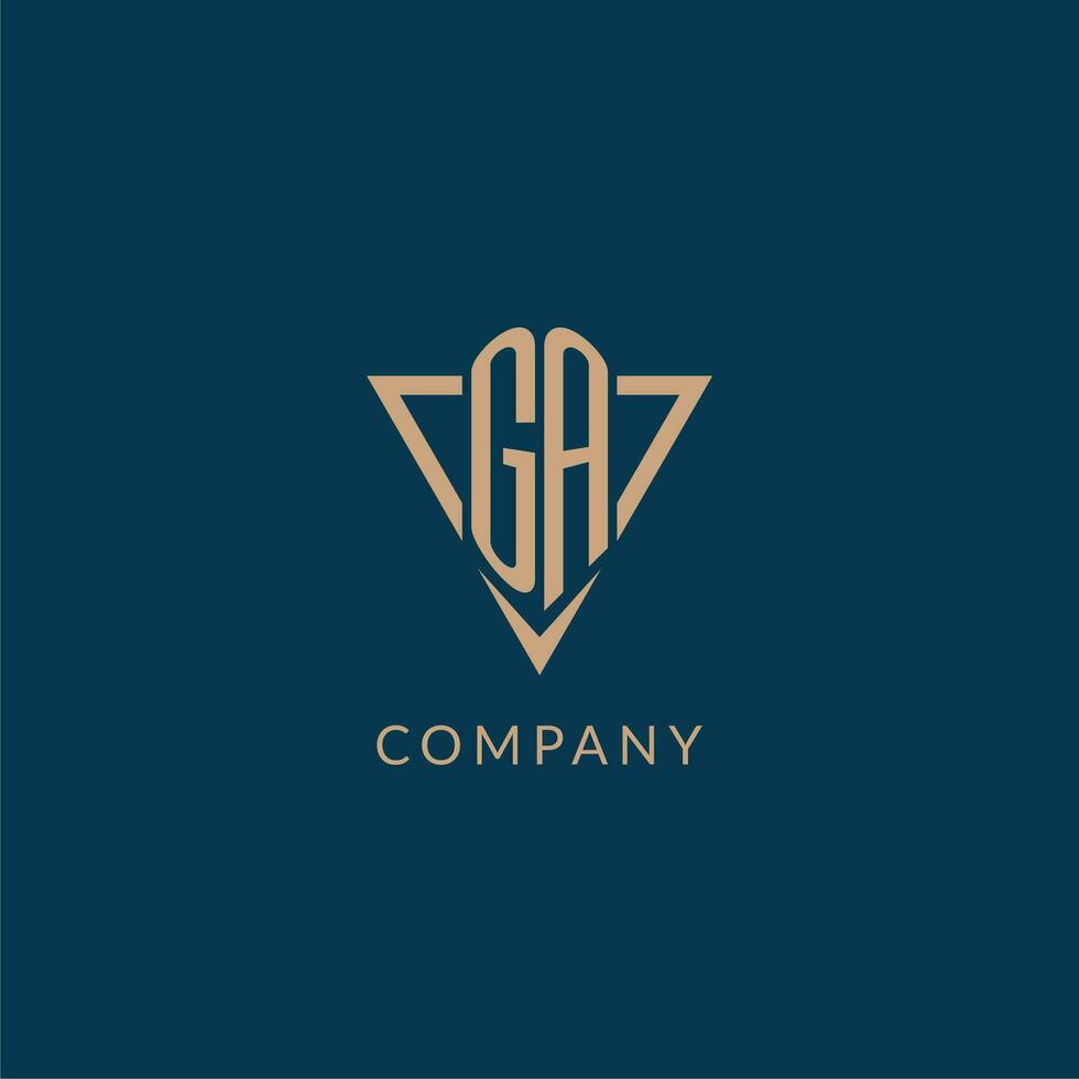 GA logo initials triangle shape style, creative logo design vector