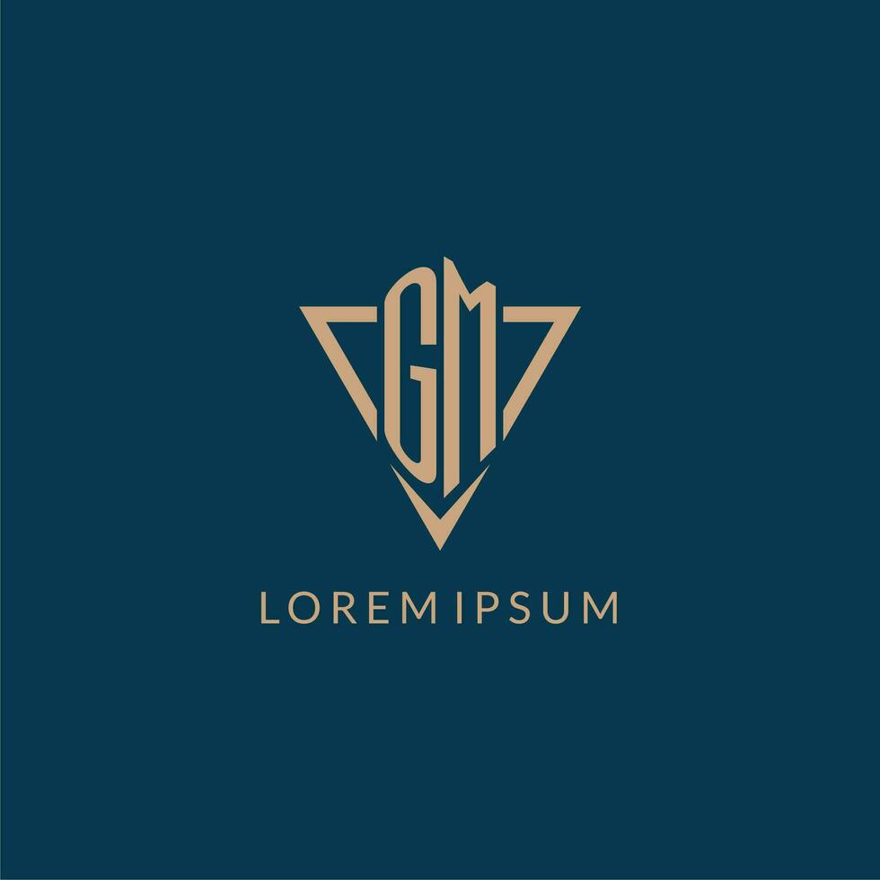 gm logo iniciales triángulo forma estilo, creativo logo diseño vector
