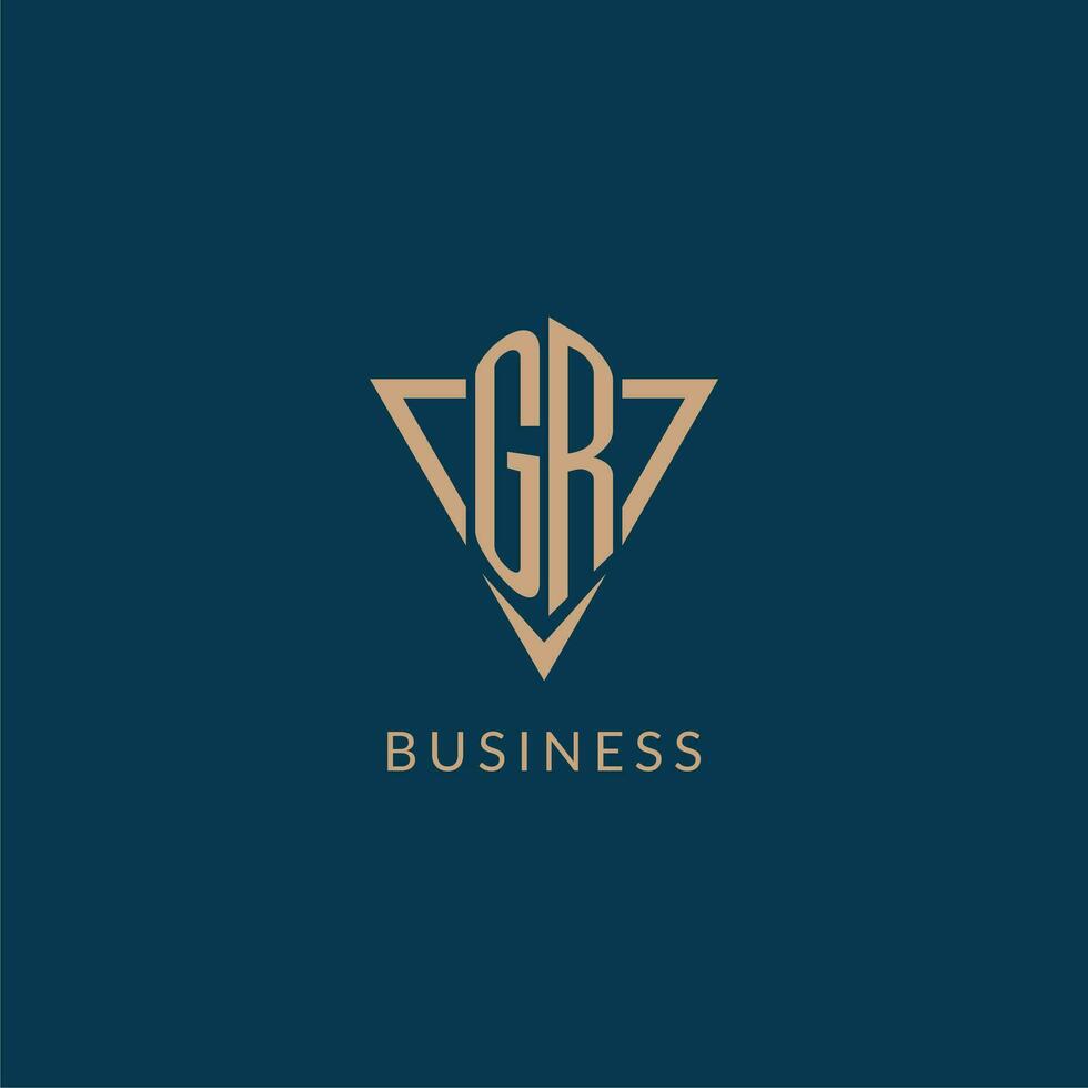 GR logo initials triangle shape style, creative logo design vector