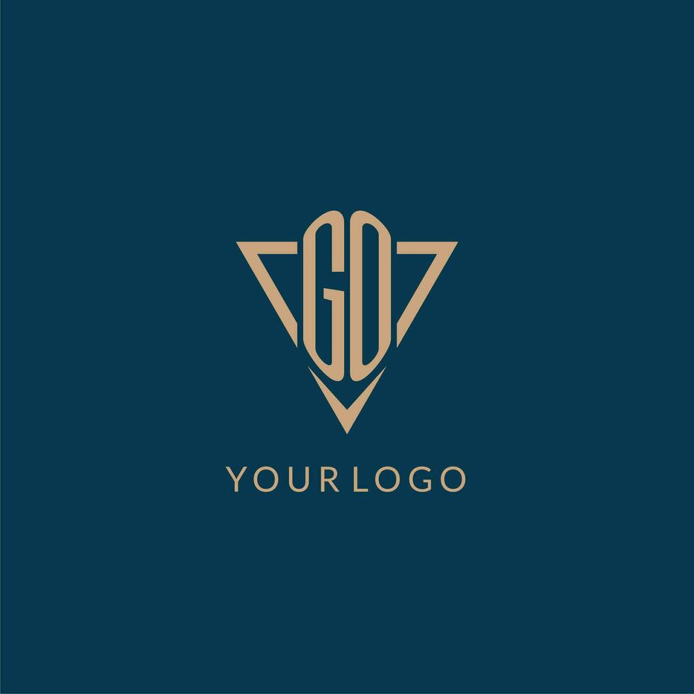 GO logo initials triangle shape style, creative logo design vector