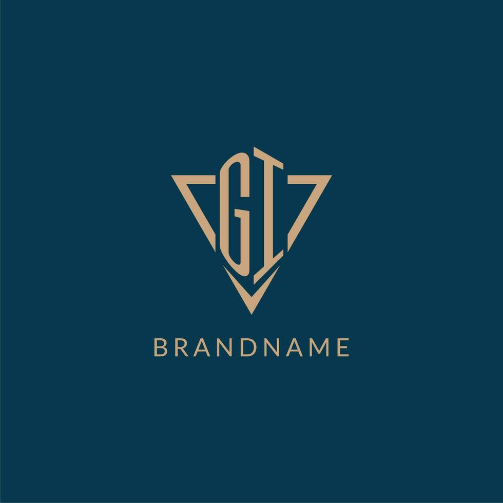 GI logo initials triangle shape style, creative logo design vector