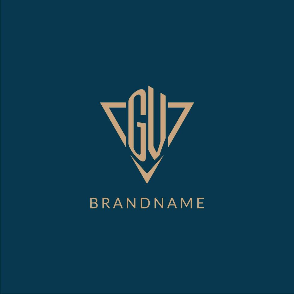 GV logo initials triangle shape style, creative logo design vector